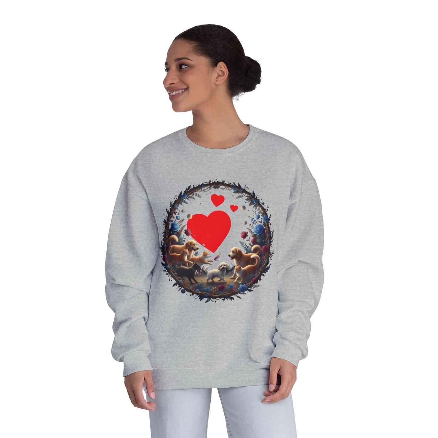 Cats & Dogs Full of Love Unisex NuBlend Crewneck Sweatshirt