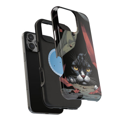 Cute Cats Magnetic Phone Case comic style 5, Cat Lover Gift, Impact-Resistant iPhone Case, Funny Pet Accessory, Unique Animal Design