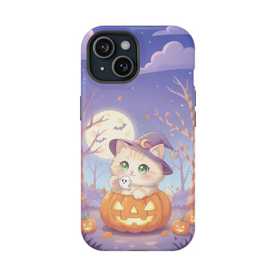 Halloween cute kitten anime style 1 Magnetic Phone Case, Cat Lover Gift, Impact-Resistant iPhone Case, Funny Pet Accessory, Unique Animal Design