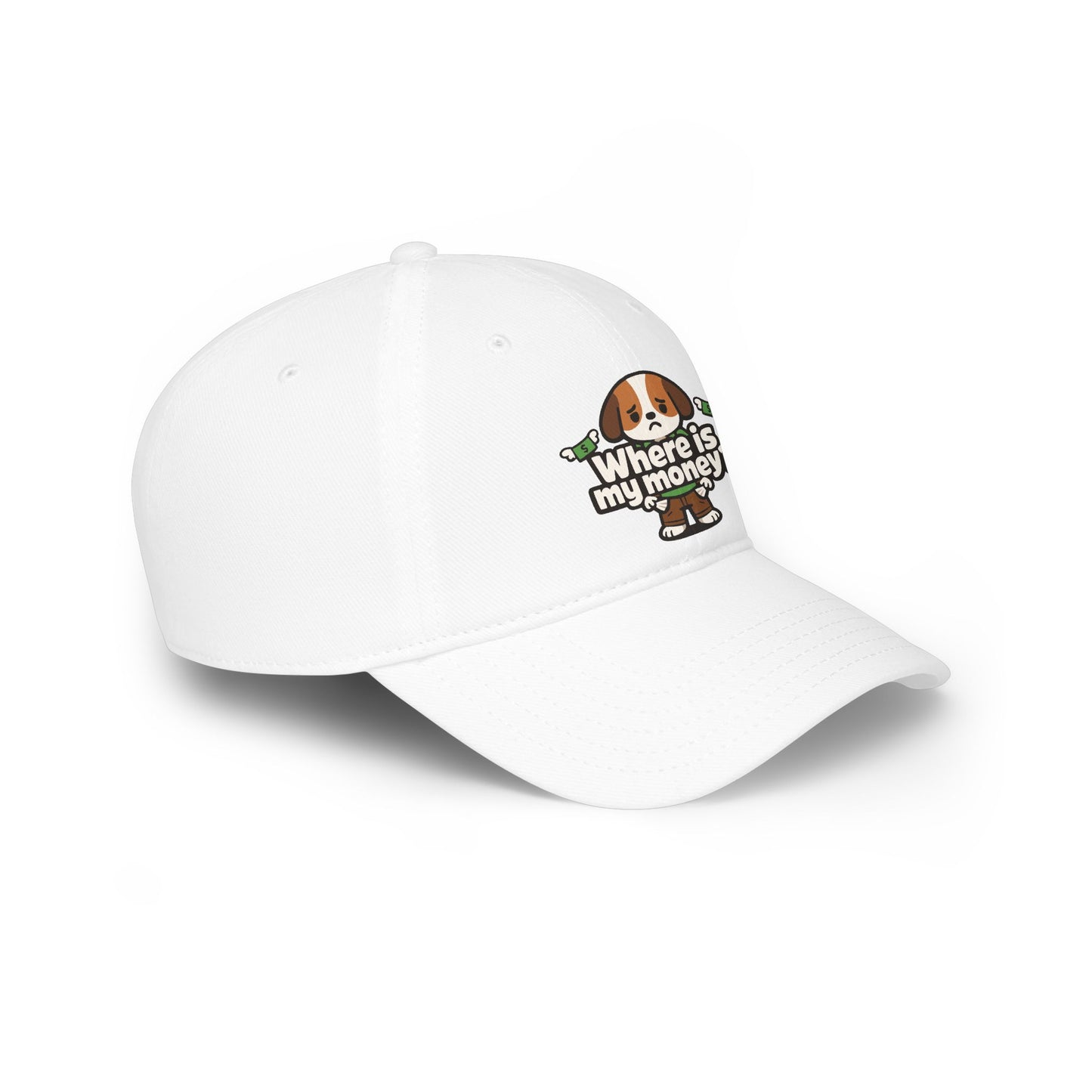 Where is my money Cute Dog Low Profile Cap Hat
