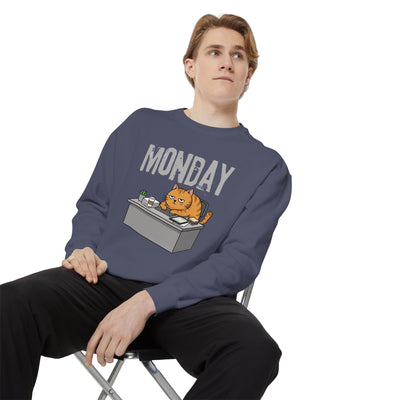Monday Face Cat Stares Blankly Unisex Crewneck Sweatshirt style 6