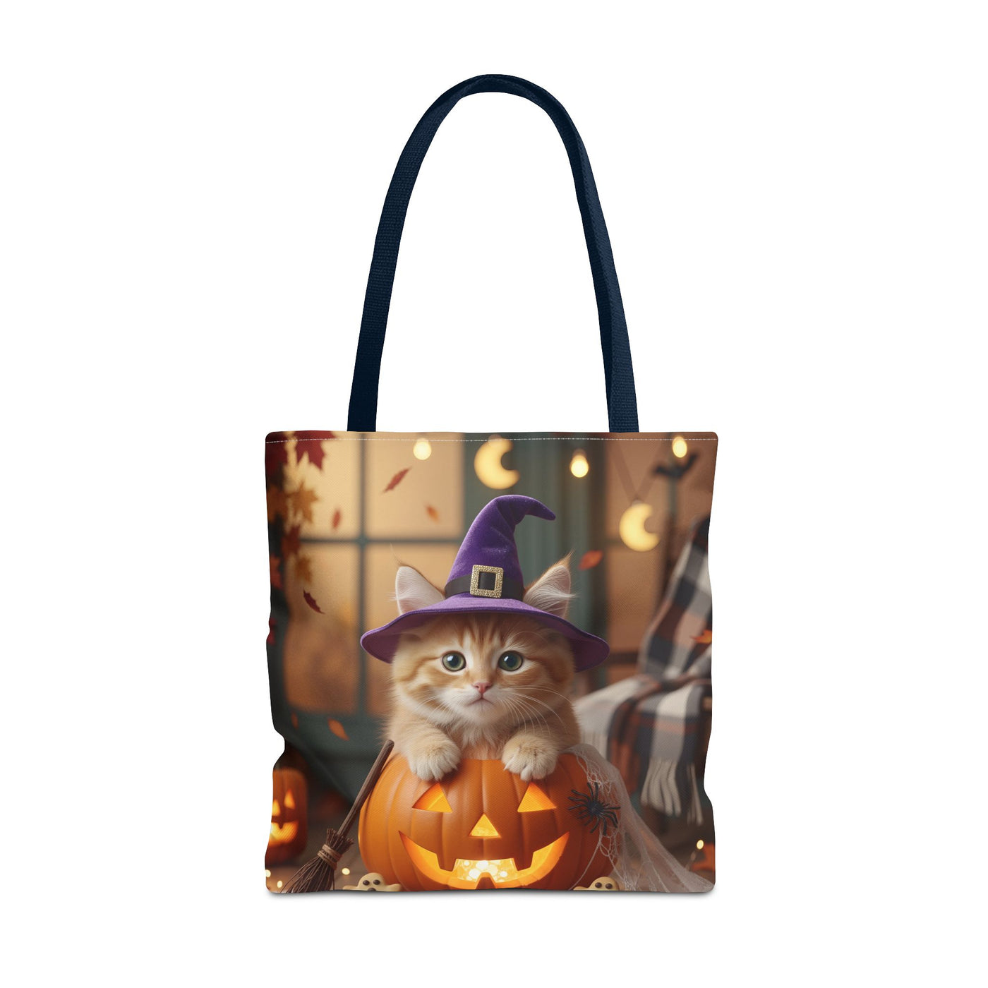 Adorable Halloween Cat Tote Bag, Cute Pet Lover Gift, Trick or Treat Bag, Fall Accessory, Spooky Cat Design