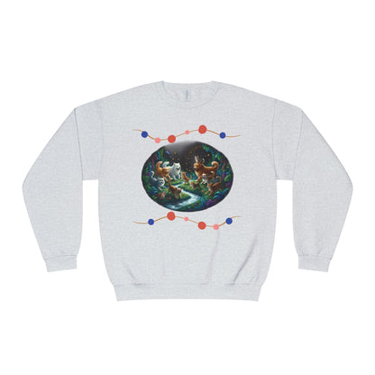 Cats & Dogs Happy Garden Unisex NuBlend Crewneck Sweatshirt style 1