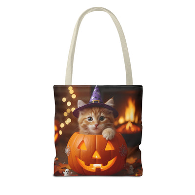 Adorable Halloween Cat Tote Bag, Cute Pet Lover Gift, Trick or Treat Bag, Fall Accessory, Spooky Cat Design