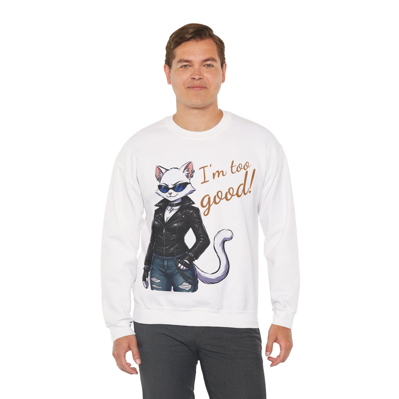 Cool Cat style 3 Unisex Crewneck Sweatshirt | Cozy Gift for Cat Lovers, Casual Wear, Unique Graphic Sweatshirt, Birthday Gift, Everyday Style
