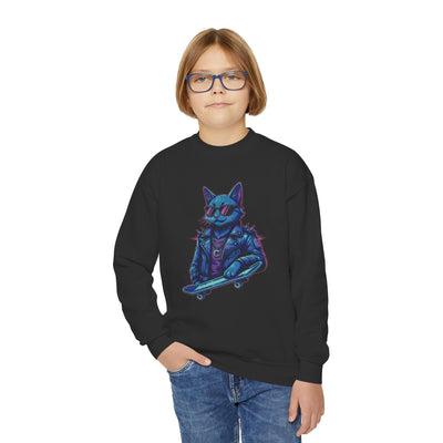 Cool Cat style 2 Youth Crewneck Sweatshirt - Cozy & Cute