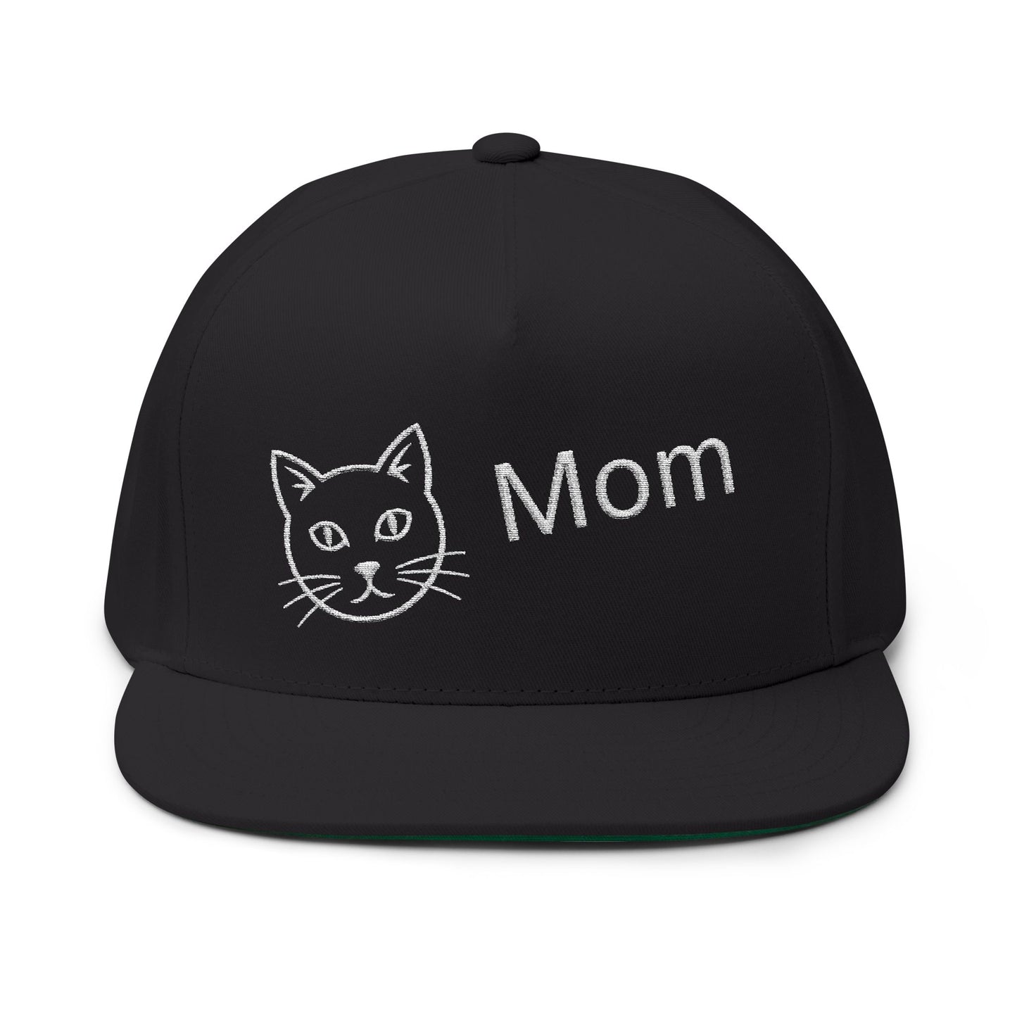 Stylish Embroidered Cat Mom Flat Bill Cap style 2
