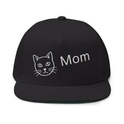 Stylish Embroidered Cat Mom Flat Bill Cap style 2