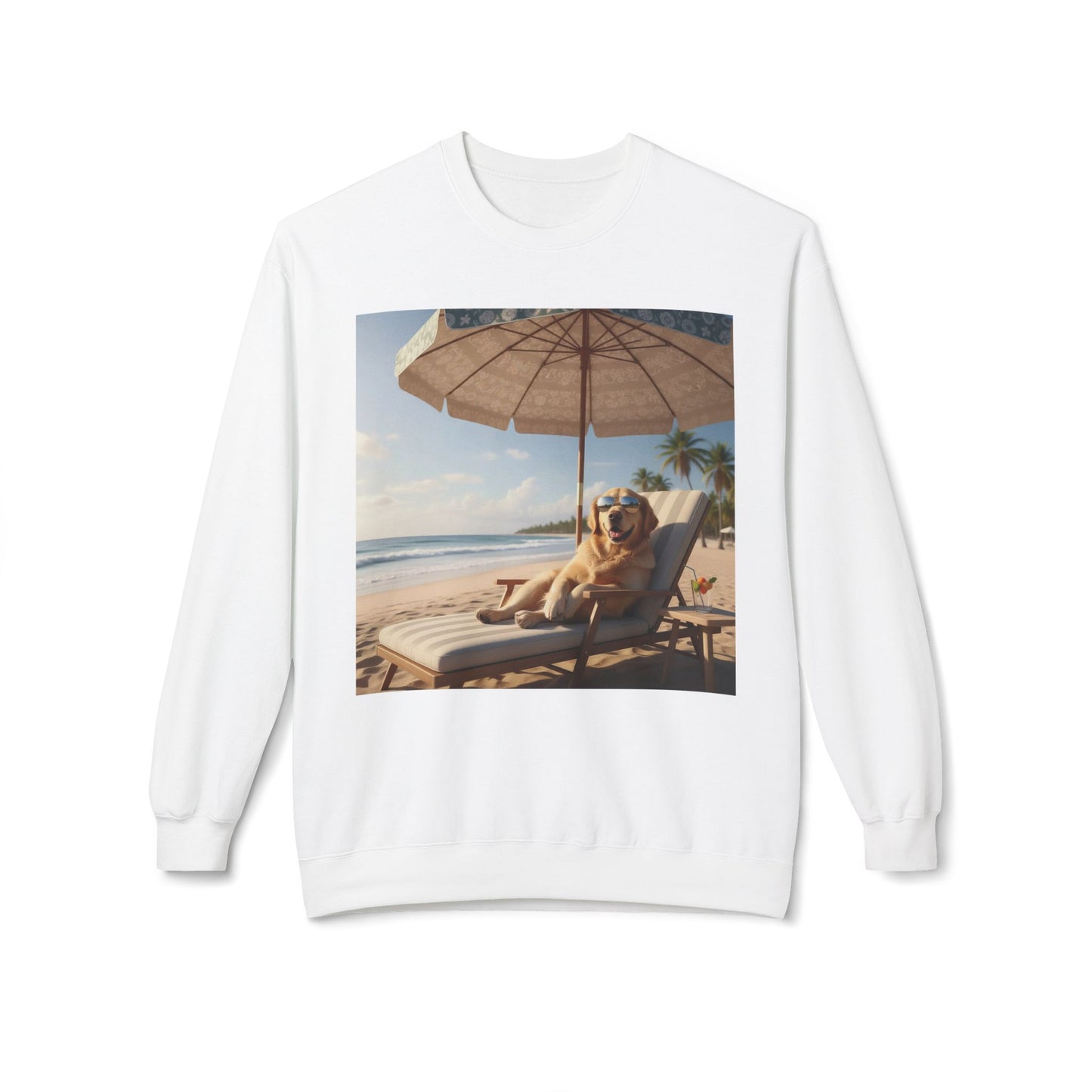 Beach Vibes Dog Graphic Unisex Crewneck Sweatshirt