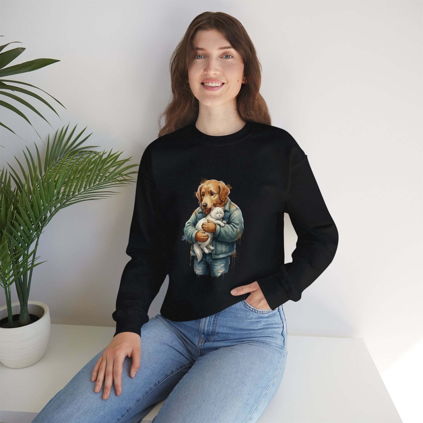 Watercolor Dog painting Unisex Crewneck Sweatshirt style 6