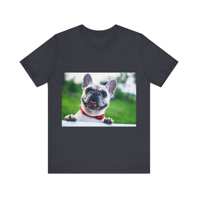 Puppy on the fence - Unisex Jersey Short Sleeve Tee