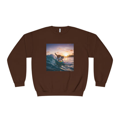 Surfing Cat Unisex NuBlend Crewneck Sweatshirt style 2