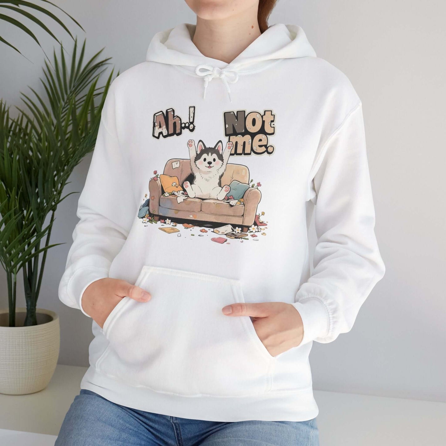Ah Not Me - Cute Husky Unisex Pullover Hoodie for Dog Lover