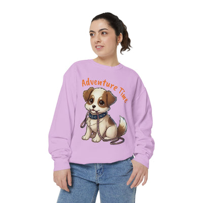 Cute Dog Walk Time style 4 Cozy Graphic Unisex Crewneck Sweatshirt