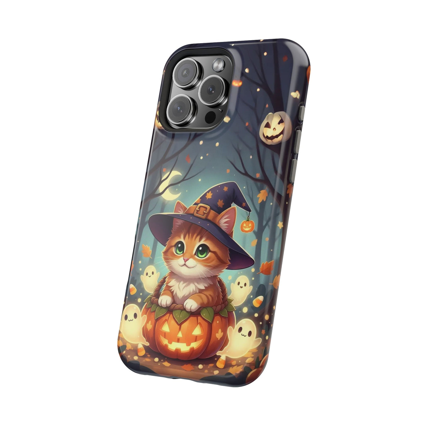 Halloween cute kitten anime style 3 Magnetic Phone Case, Cat Lover Gift, Impact-Resistant iPhone Case, Funny Pet Accessory, Unique Animal Design