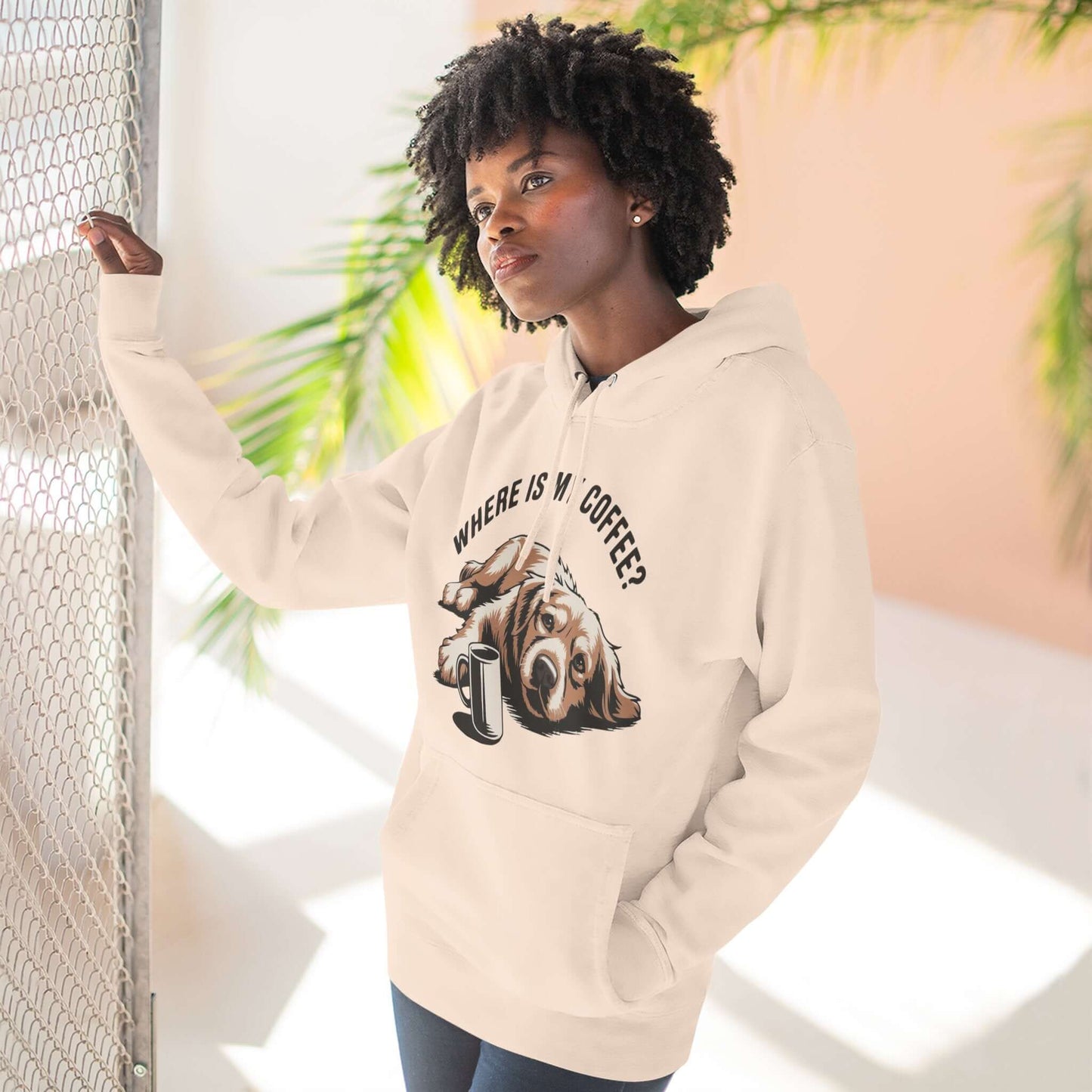 Where is my coffee Coffee-Loving Dog Fleece Pullover Hoodie style 1