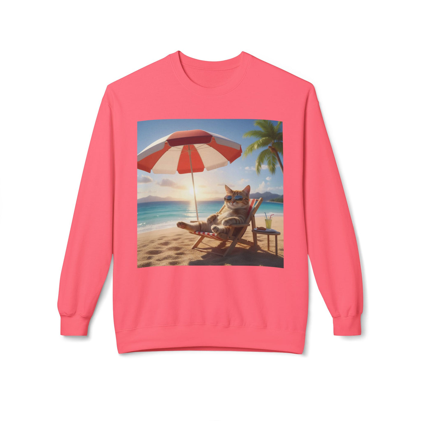 Beach Vibes Cat Crewneck Sweatshirt