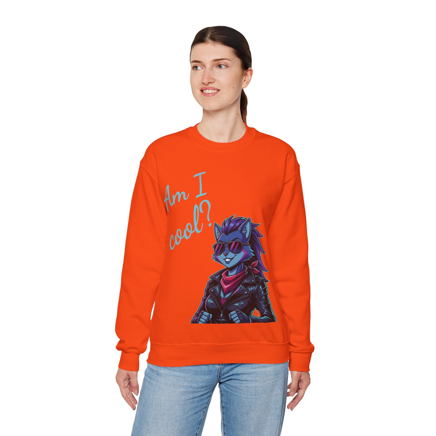Cool Cat style 2 Unisex Crewneck Sweatshirt | Cozy Gift for Cat Lovers, Casual Wear, Unique Graphic Sweatshirt, Birthday Gift, Everyday Style