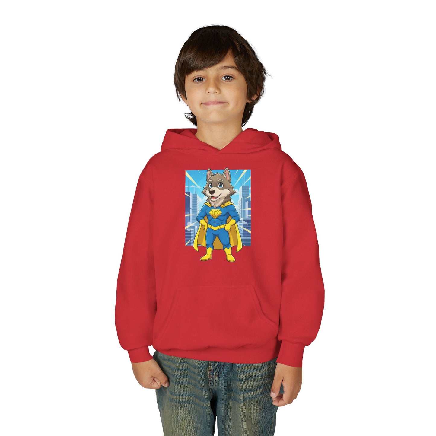 Dog cosplay Superman Funny Design Unisex Kids Hoodie style 1
