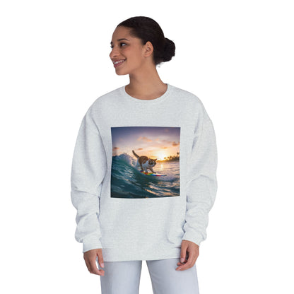 Surfing Cat Unisex NuBlend Crewneck Sweatshirt style 2