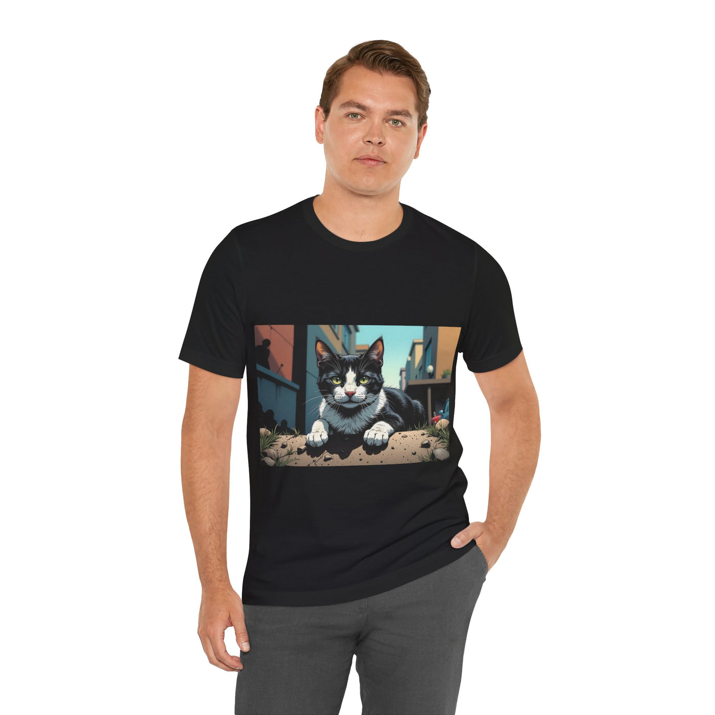 Cool Cat Graphic Tee style 1 - Unisex Jersey Short Sleeve Tee, Cat Lover Gift, Cute Cat T-Shirt, Casual Wear, Pet Owner Apparel