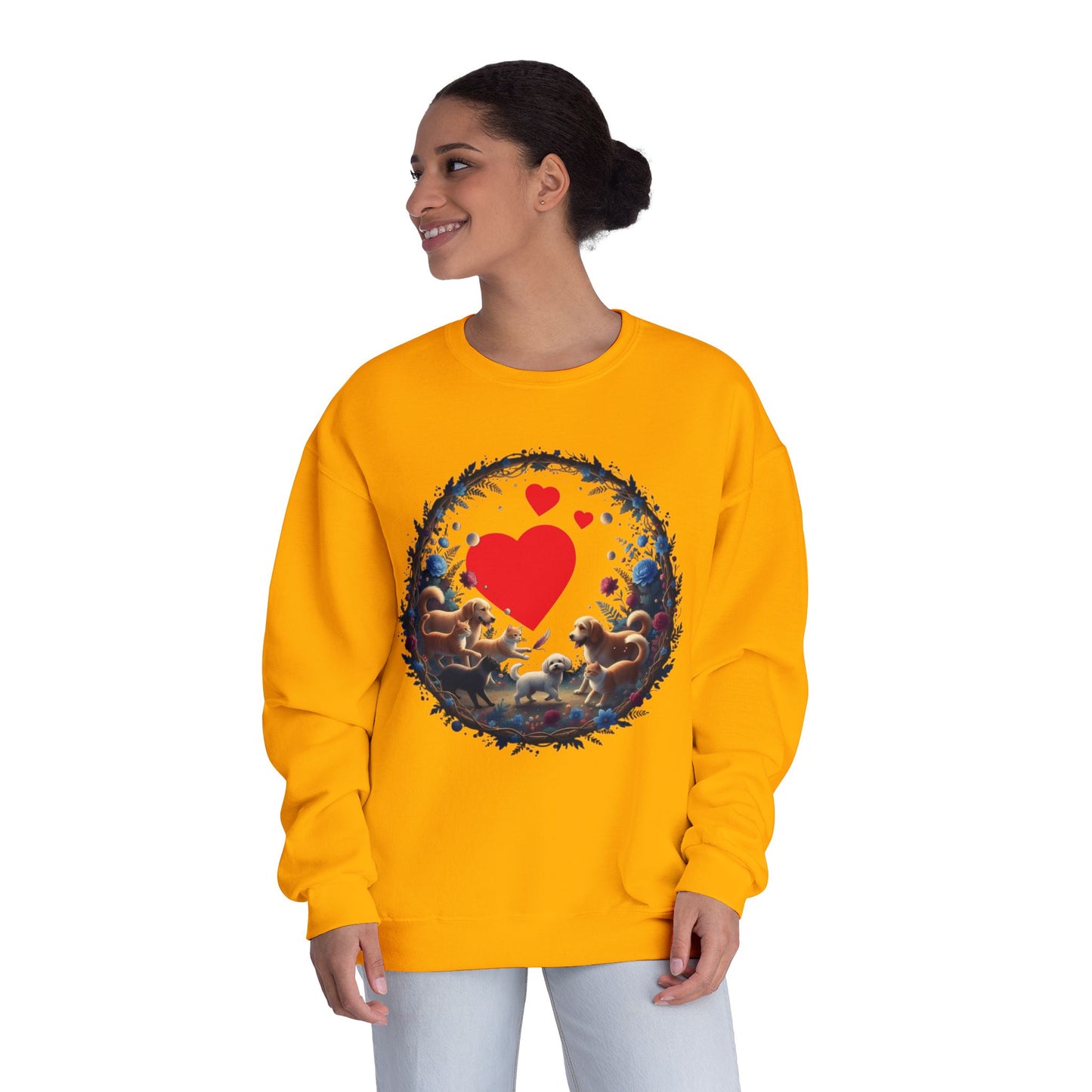 Cats & Dogs Full of Love Unisex NuBlend Crewneck Sweatshirt