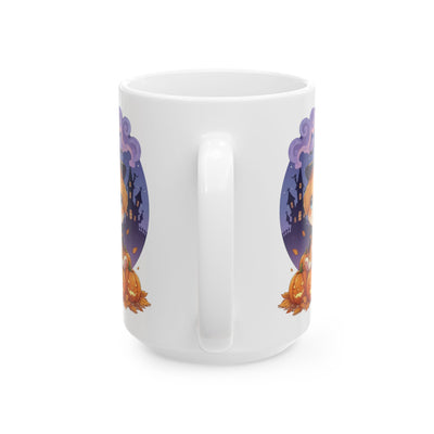 Halloween Themed style 1 Ceramic Mug, Cozy Fall Coffee Cup, Ghosts & Pumpkins Design, Seasonal Gift, Spooky Mug for Halloween Celebrations