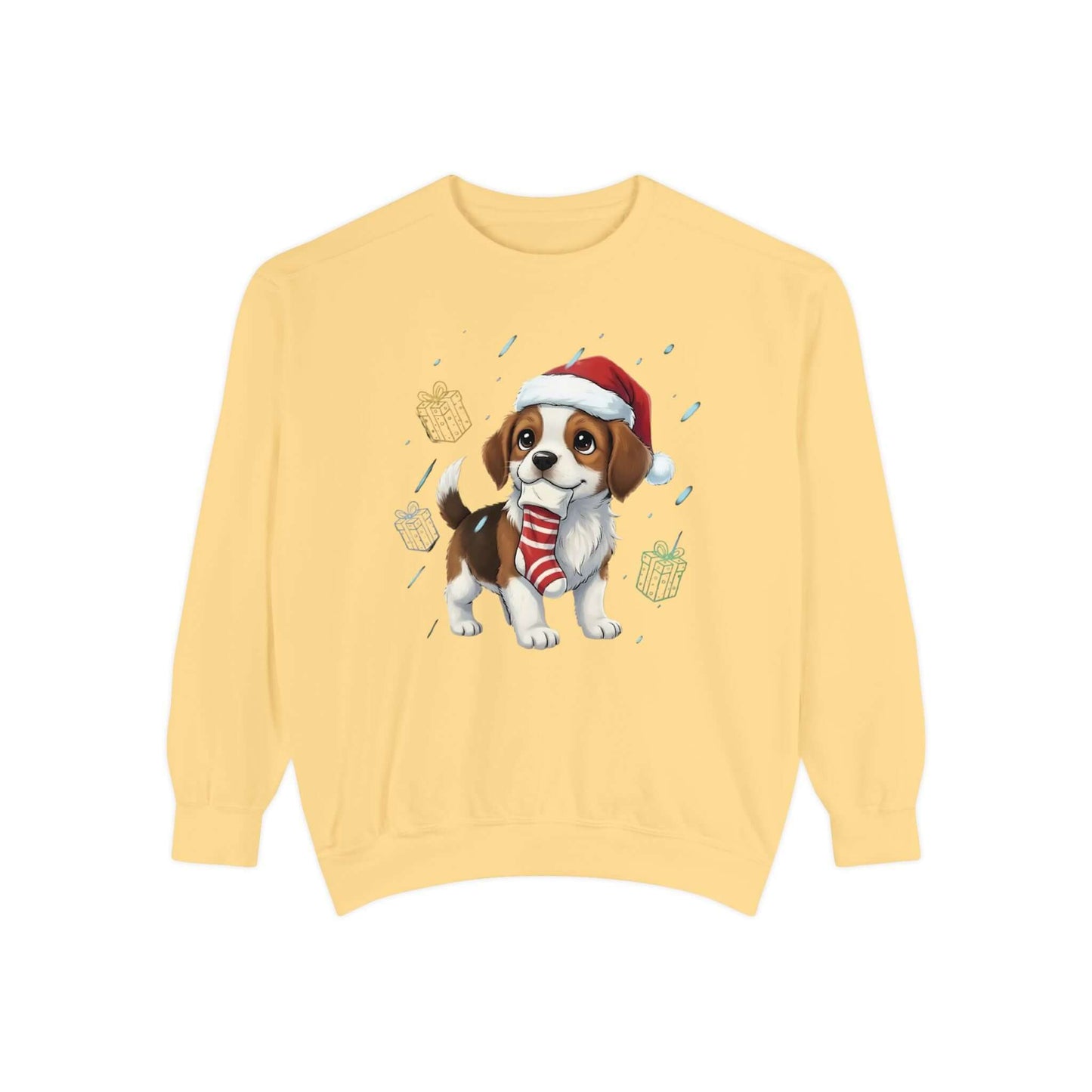 Puppy wait for Christmas presents Unisex Crewneck Sweatshirt style 6