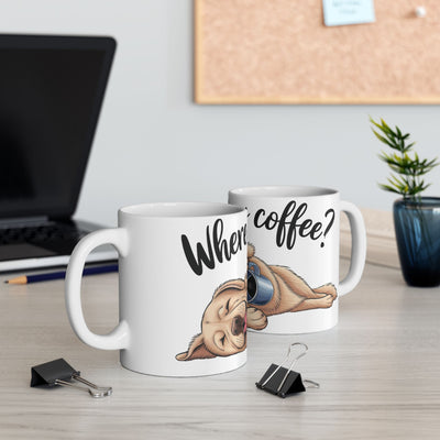 Where is my coffee? Cute Sleeping Dog Ceramic Coffee Mug 11oz