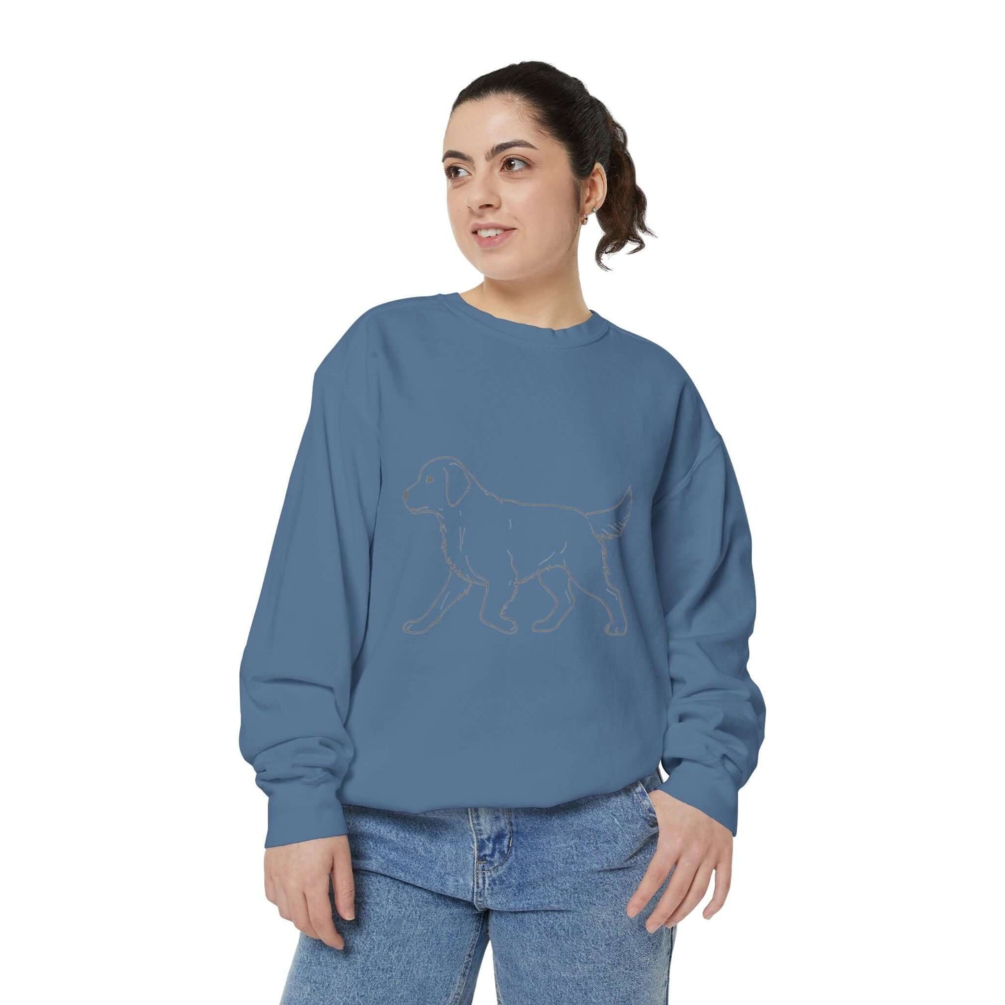 Walking Dog Shadow Cozy Graphic Unisex Crewneck Sweatshirt style 1