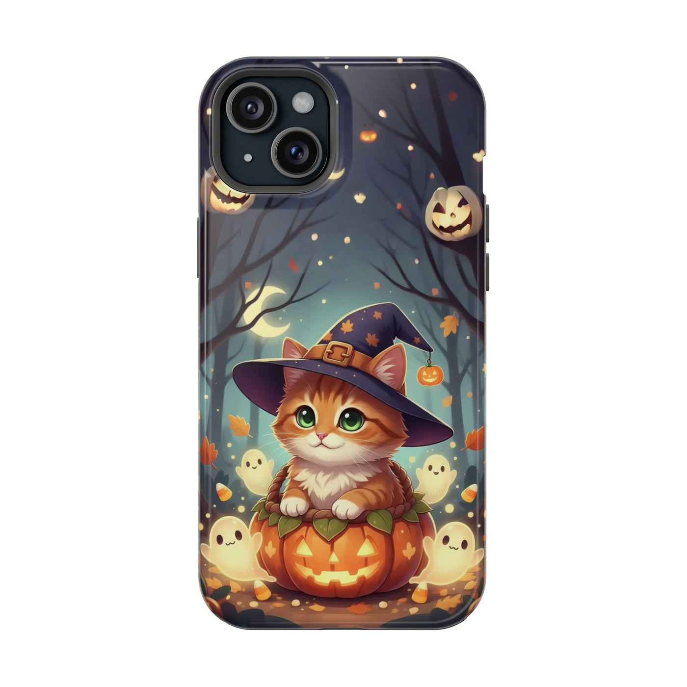 Halloween cute kitten anime style 3 Magnetic Phone Case, Cat Lover Gift, Impact-Resistant iPhone Case, Funny Pet Accessory, Unique Animal Design