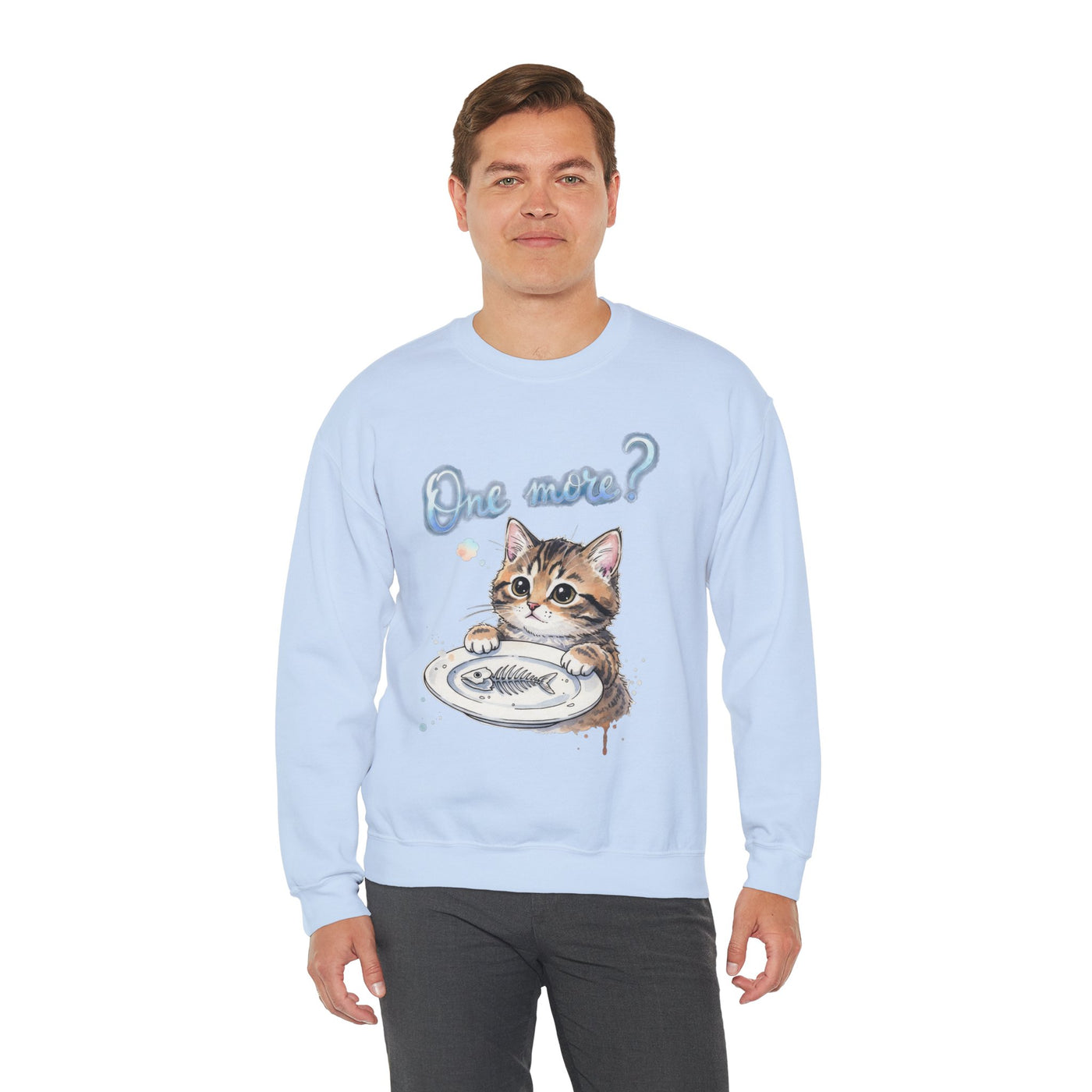 Watercolor painting style 3 Men & Women Cute Cat Pile Crewneck Sweatshirt