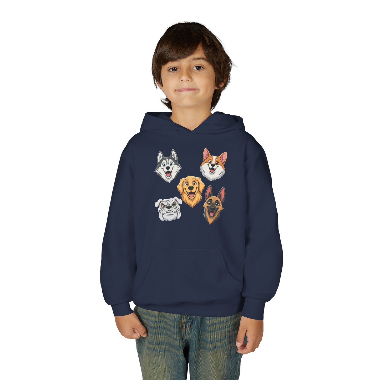 Fun Dog Heads Unisex Youth & Kids Heavy Blend Hoodie