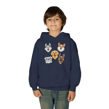 Fun Dog Heads Unisex Youth & Kids Heavy Blend Hoodie
