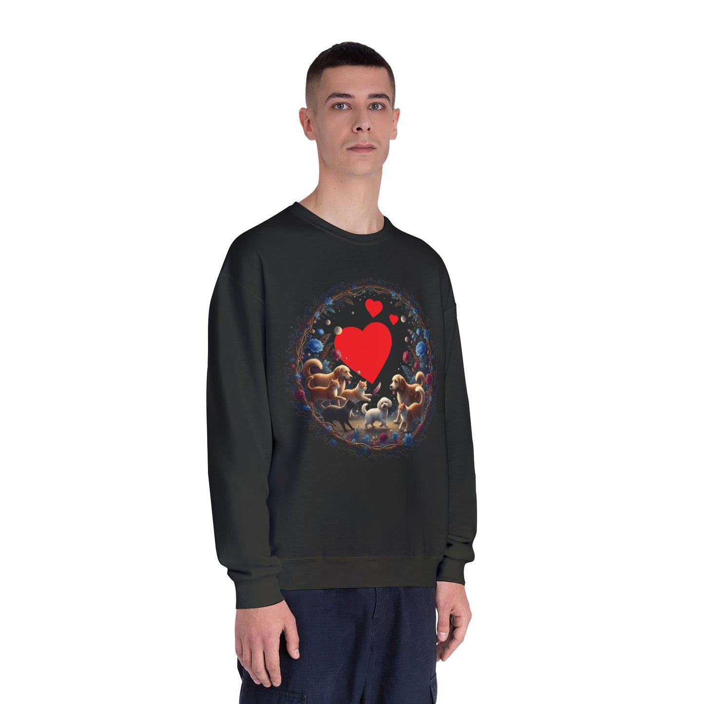Cats & Dogs Full of Love Unisex NuBlend Crewneck Sweatshirt