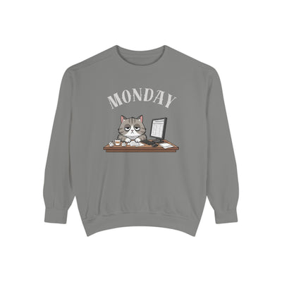 Monday Face Cat Stares Blankly Unisex Crewneck Sweatshirt style 5