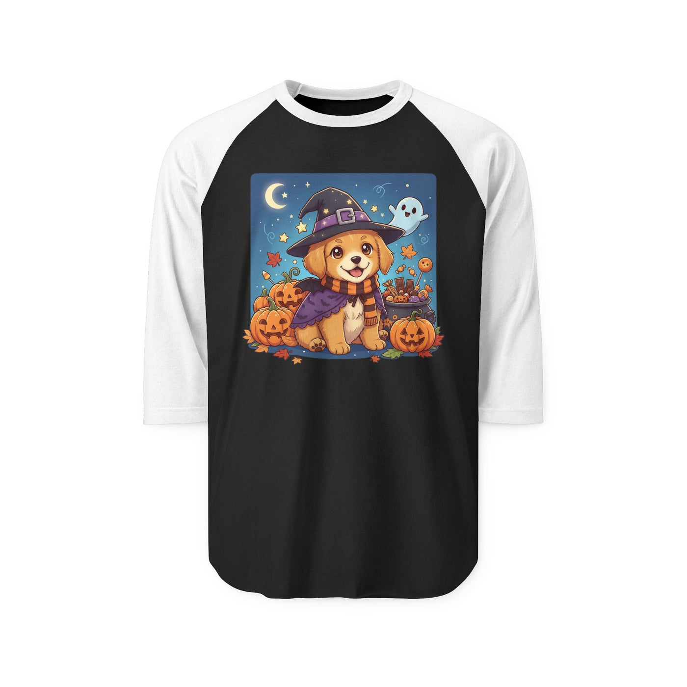 Halloween cute puppy anime style 6 Raglan Shirt, Cute Pet Shirt, Fall Apparel, Unisex Halloween Outfit, Gift for Dog Lovers, Spooky Season Tee