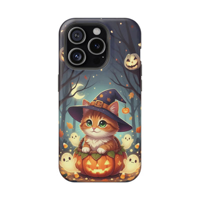Halloween cute kitten anime style 3 Magnetic Phone Case, Cat Lover Gift, Impact-Resistant iPhone Case, Funny Pet Accessory, Unique Animal Design