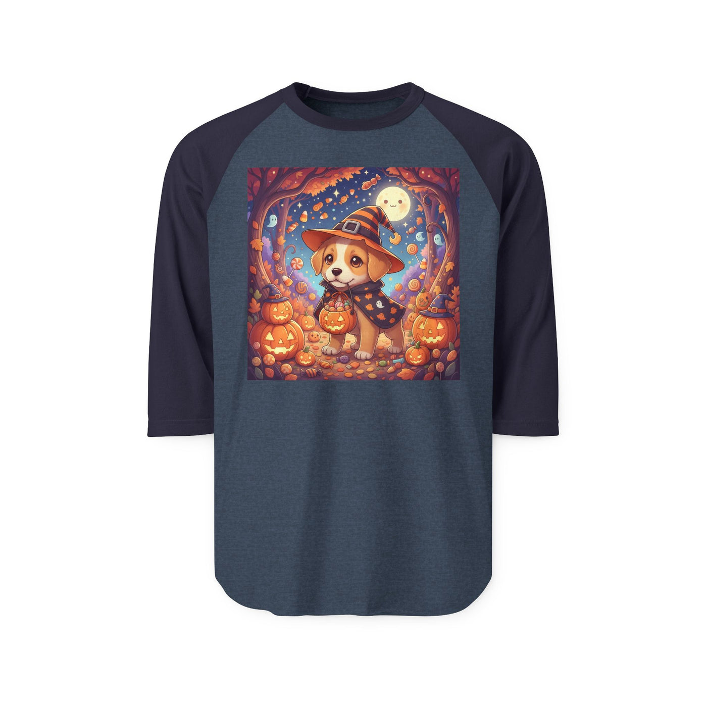 Halloween cute puppy anime style 1 Raglan Shirt, Cute Pet Shirt, Fall Apparel, Unisex Halloween Outfit, Gift for Dog Lovers, Spooky Season Tee