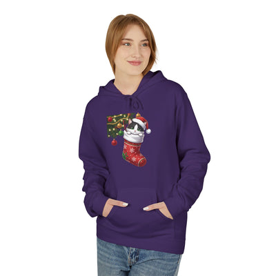 Adorable kitten hiding in Christmas stocking style 1 Cozy Graphic Unisex Midweight Softstyle Fleece Hoodie