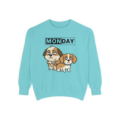 Monday Face Dog Stares Blankly Unisex Crewneck Sweatshirt style 1