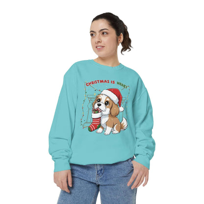 Puppy wait for Christmas presents Unisex Crewneck Sweatshirt style 5