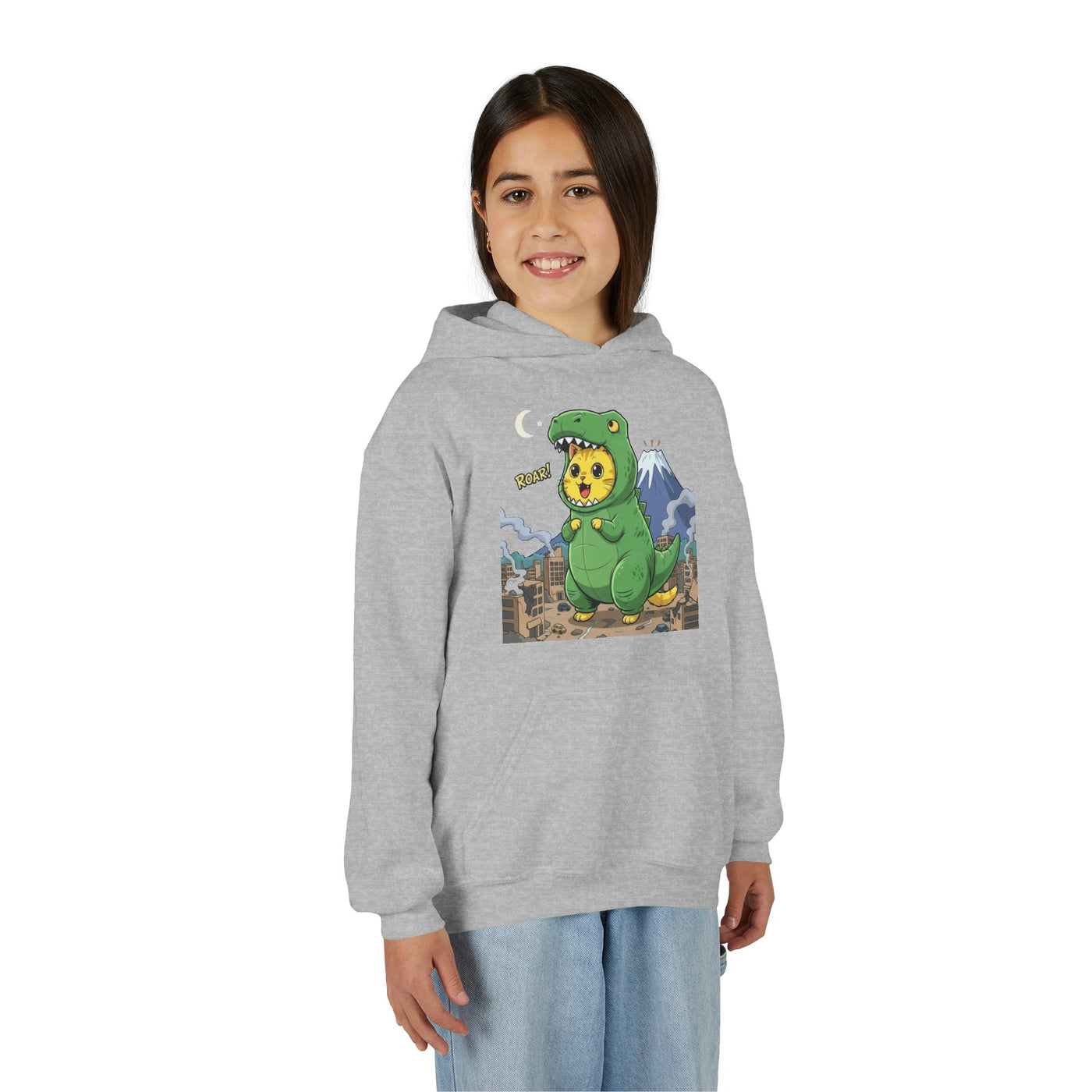 Cat cosplay Godzilla style 1 Unisex Kids Hoodie - Fun & Cozy Heavy Blend Sweatshirt with Cute Design