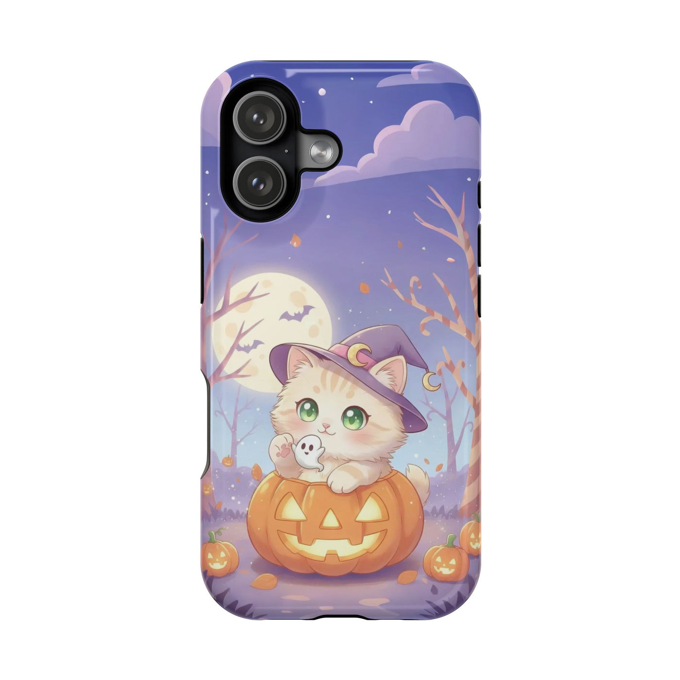 Halloween cute kitten anime style 1 Magnetic Phone Case, Cat Lover Gift, Impact-Resistant iPhone Case, Funny Pet Accessory, Unique Animal Design