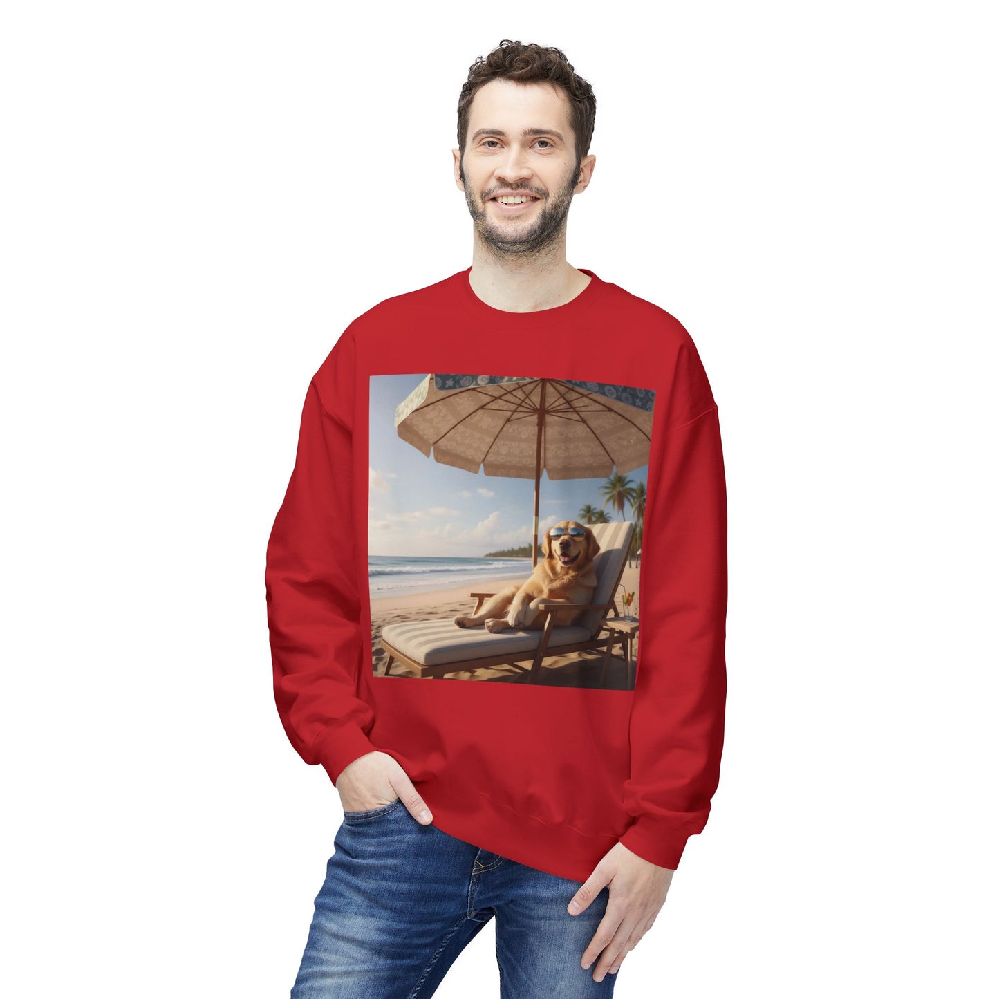 Beach Vibes Dog Graphic Unisex Crewneck Sweatshirt