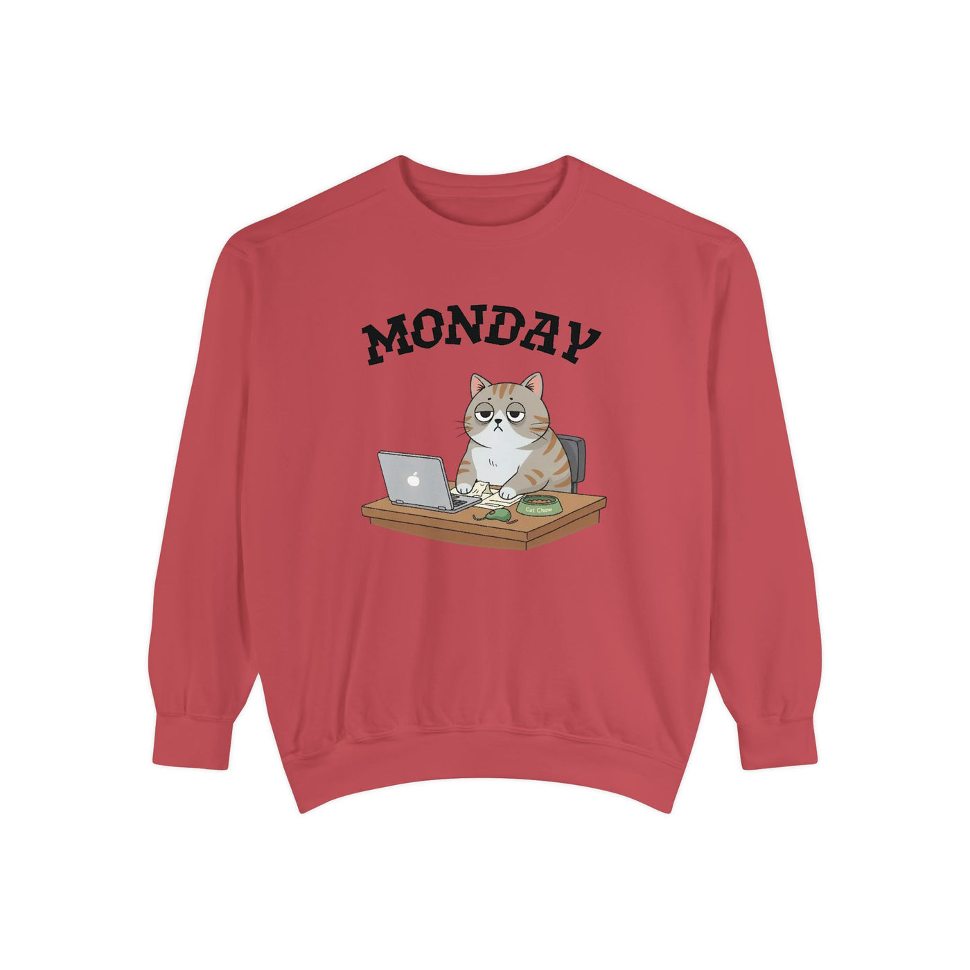 Monday Face Cat Stares Blankly Unisex Crewneck Sweatshirt style 4