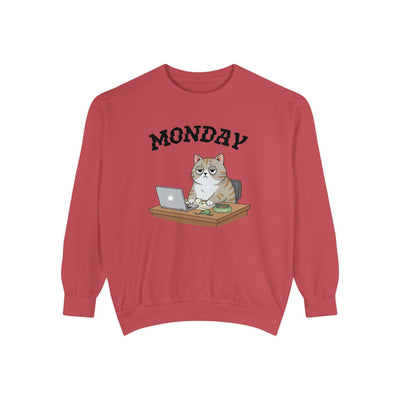 Monday Face Cat Stares Blankly Unisex Crewneck Sweatshirt style 4