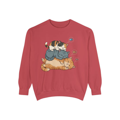 3 Cute Sleeping Cats Cozy Graphic Unisex Crewneck Sweatshirt style 2