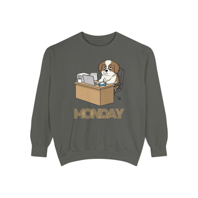 Monday Face Dog Stares Blankly Unisex Crewneck Sweatshirt style 3