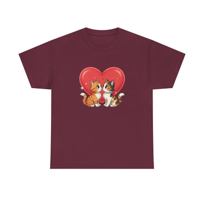 Cats in Love Unisex Tee - Cute Cat T-Shirt for Pet Lovers, Cat Owners, Sports Enthusiasts, Gifts for Animal Lovers, Casual Everyday Wear